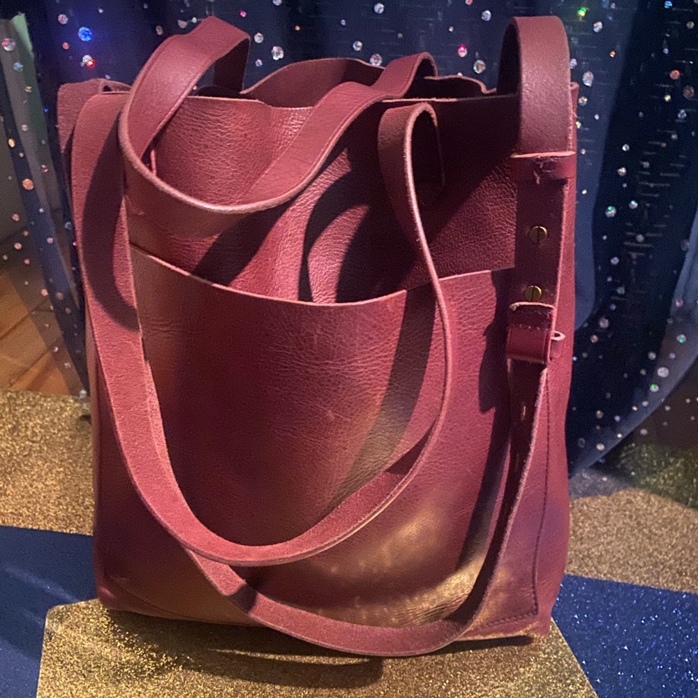 MADEWELL RUSTIC BURGUNDY RUSTIC LEATHER TOTE CROSSBODY Bag GORG BOHO